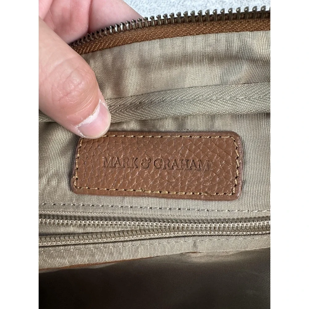 Mark & Graham‎ Pebbled Leather Briefcase Laptop Bag Brown Crossbody Messenger